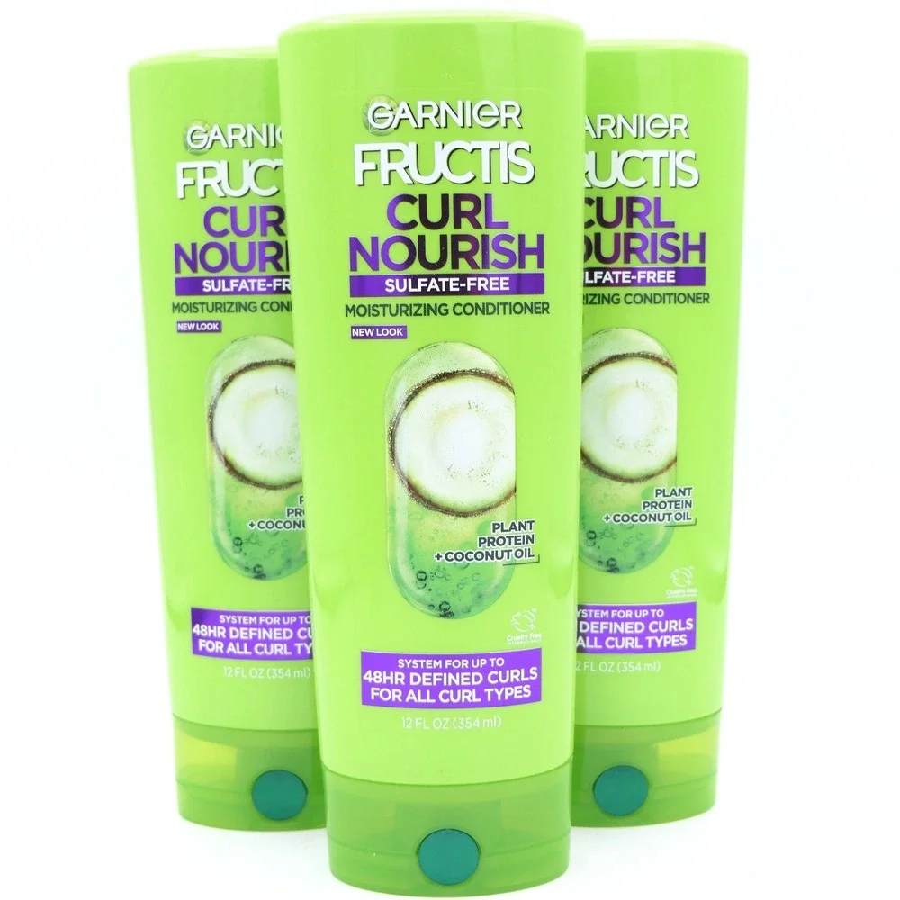 Garnier Fructis Curl Nourish Sulfate-Free Mosturizing Conditioner 3 Pack 12oz Ea